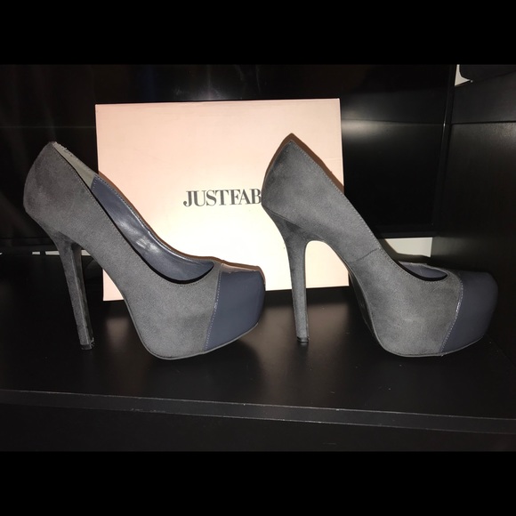 Dark Grey Platform Pumps - Picture 2 of 8